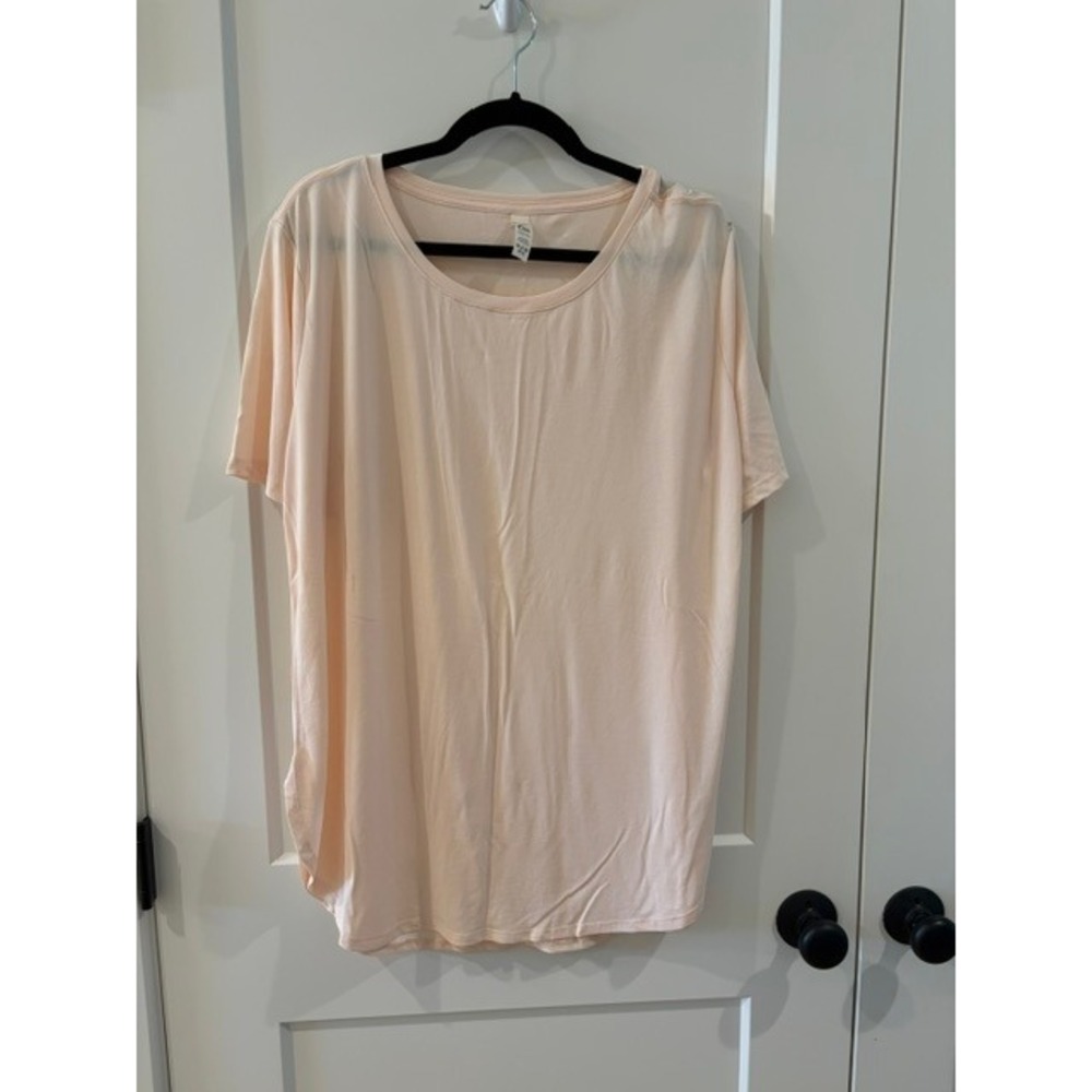 Zyia Active Women XXXL Pale Pink Modal Blend Scoop Neck Short Sleeve Top Tee